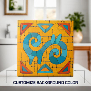 Colorful Tribal Mosaic Art Tile