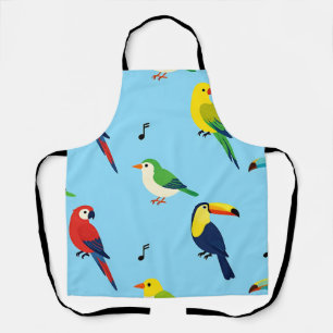 Colorful Tropical Birds Pattern Apron