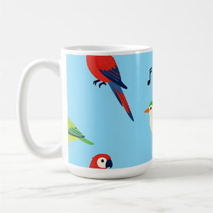 Colorful Tropical Birds Pattern Coffee Mug