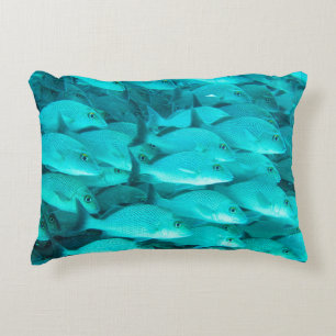 Colorful tropical fish and coral reef in the ocean accent pillow