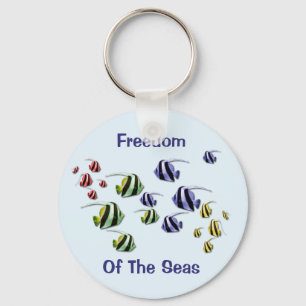 Colorful Tropical Fish Swimming Free Keyring