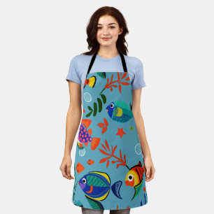 Colorful Tropical Fish Underwater Pattern Apron