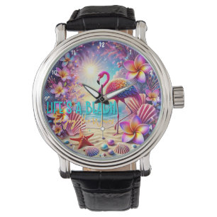 Colorful Tropical Flamingo Sunset Beach Watch