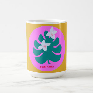 Colorful tropical floral modern name Mug