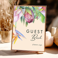 Colorful Tropical Floral | Peach Guest Book Sign