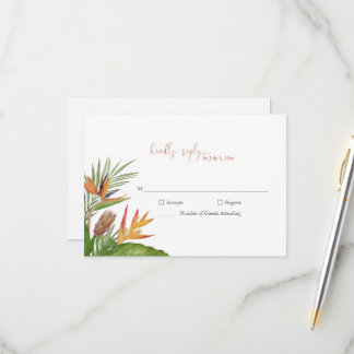 Colorful Tropical Floral Wedding RSVP