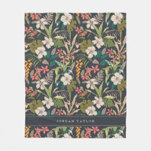 Colorful Tropical Flower Pattern Fleece Blanket