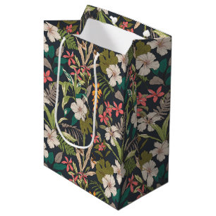 Colorful Tropical Flower Pattern Medium Gift Bag
