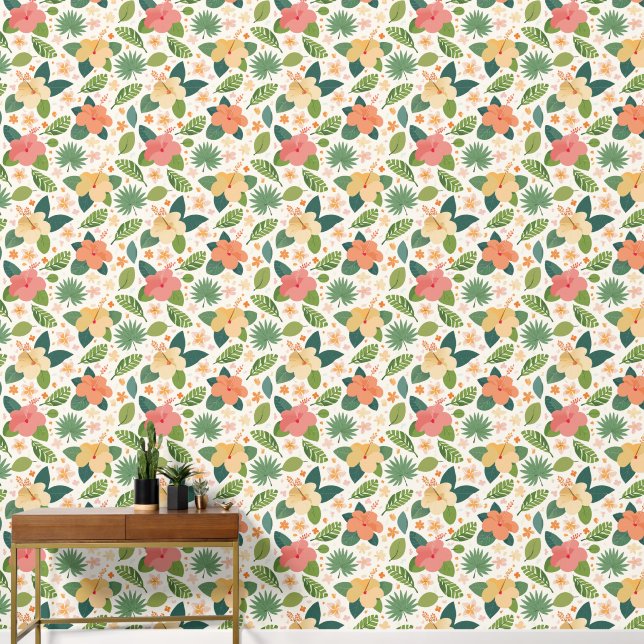 colorful tropical flowers wallpaper (Hallway)