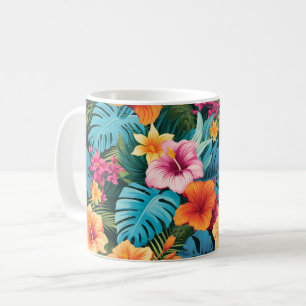 Colorful Tropical Foliage Pattern Coffee Mug