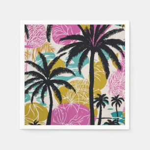 Colorful Tropical Palm Tree Pattern Napkin