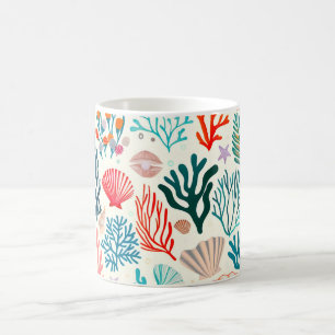 Colorful Tropical Summer Coral Seashell Coffee Mug
