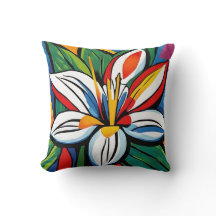 Colorful Tropical Throw Pillow.