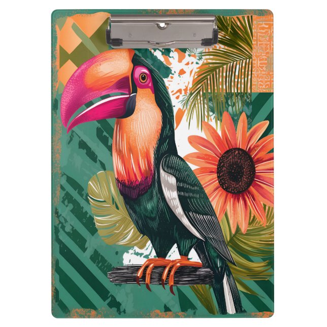 Colorful Tukan in the jungle Clipboard (Front)