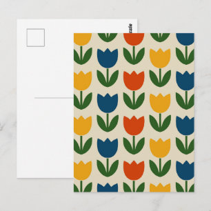 Colorful Tulip Pattern Postcard
