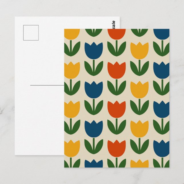 Colorful Tulip Pattern Postcard (Front/Back)