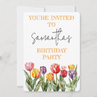 Colorful Tulips Spring Flowers Theme Invitation