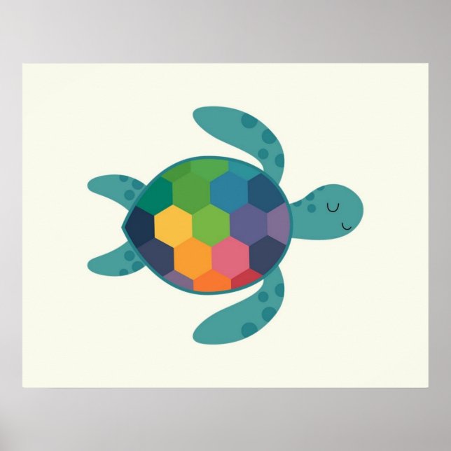 Colorful Turtle with Geometric Shell Baby kids  Poster (Front)