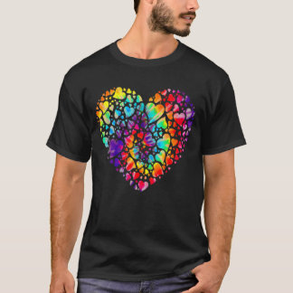 Colorful Tye Dye Die Tie Heart Valentine Day T-Shirt