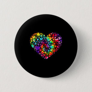Colorful Tye Dye Die Tie Heart Valentines Day Gift 2 Inch Round Button