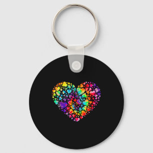 Colorful Tye Dye Die Tie Heart Valentines Day Gift Keychain