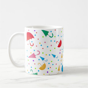 Colorful Umbrellas and Confetti Pattern Coffee Mug