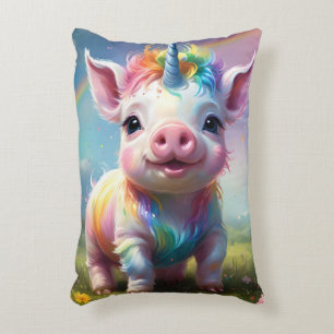 Colorful Unicorn Baby Pig Acrylic Art, Accent Pillow
