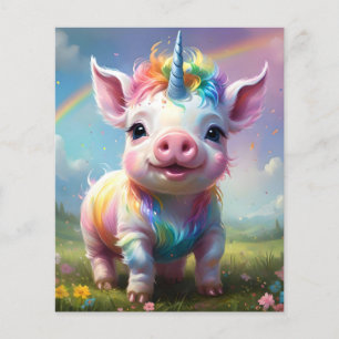 Colorful Unicorn Baby Pig Acrylic Art, Flyer