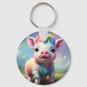 Colorful Unicorn Baby Pig Acrylic Art, Keychain