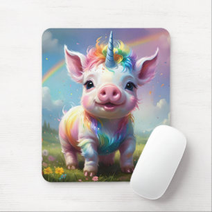 Colorful Unicorn Baby Pig Acrylic Art, Mouse Pad