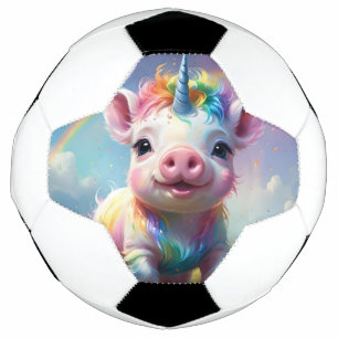 Colorful Unicorn Baby Pig Acrylic Art, Soccer Ball