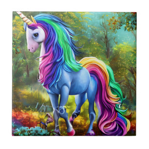 Colorful Unicorn Horse  Tile