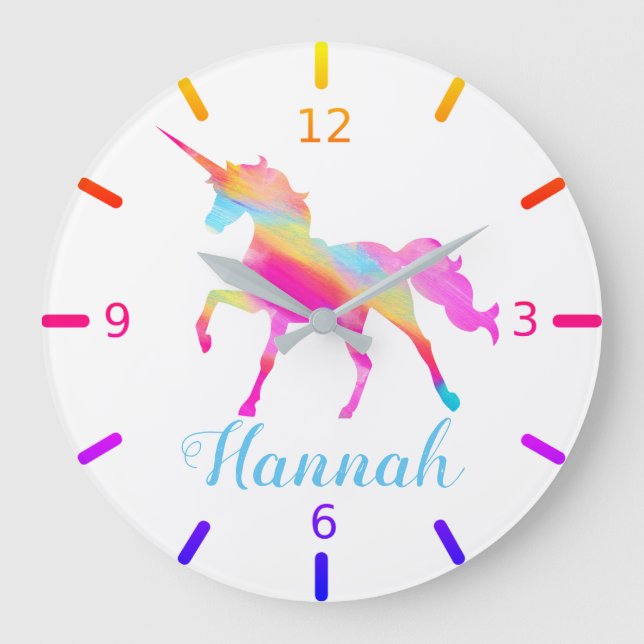 Colorful Unicorn Large Clock (Front)