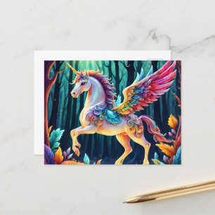 Colorful Unicorn Pegasus Postcard