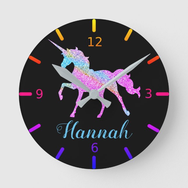 Colorful Unicorn Round Clock (Front)