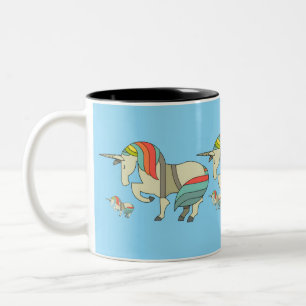 Colorful Unicorns on Magical Blue Coffee Mug