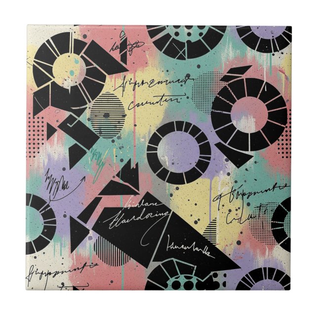 Colorful Urban Graffiti Pattern (10) Tile (Front)