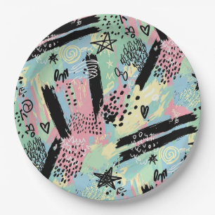 Colorful Urban Graffiti Pattern (12) Paper Plate