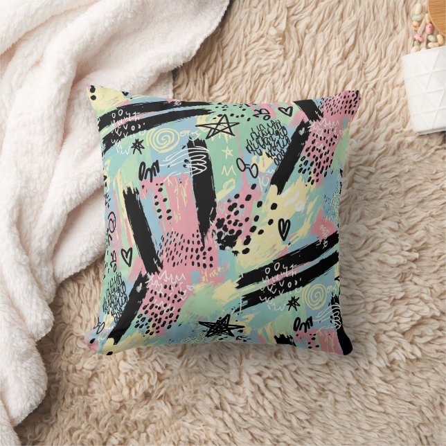 Colorful Urban Graffiti Pattern (12) Throw Pillow (Blanket)
