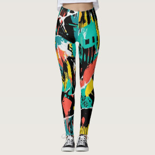 Colorful Urban Graffiti Pattern (13) Leggings