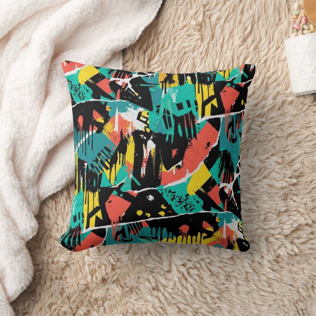 Colorful Urban Graffiti Pattern (13) Throw Pillow (Blanket)