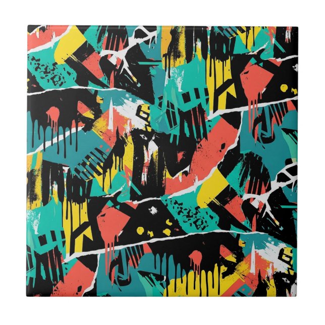 Colorful Urban Graffiti Pattern (13) Tile (Front)