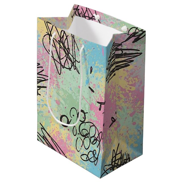 Colorful Urban Graffiti Pattern (4) Medium Gift Bag (Front Angled)