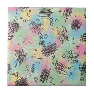 Colorful Urban Graffiti Pattern (4) Tile