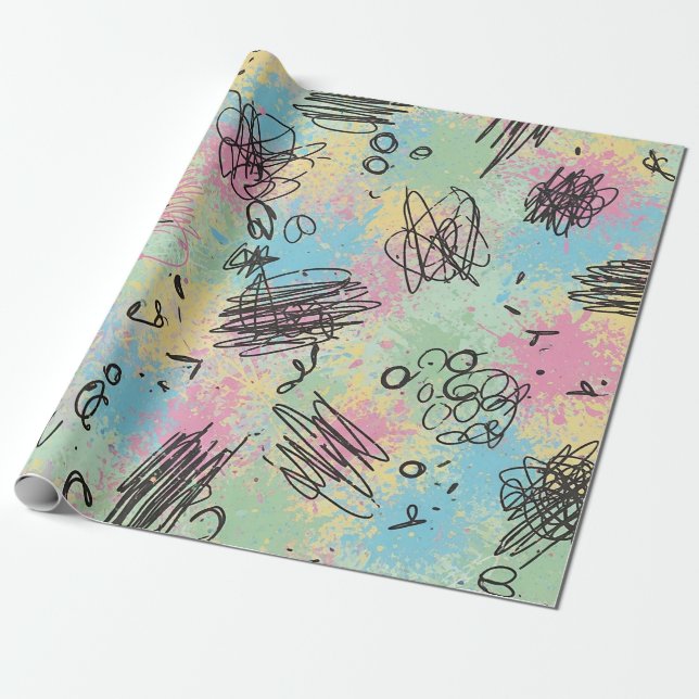 Colorful Urban Graffiti Pattern (4) Wrapping Paper (Unrolled)