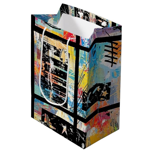 Colorful Urban Graffiti Pattern (5) Medium Gift Bag (Front Angled)