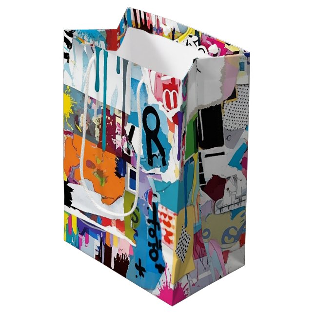 Colorful Urban Graffiti Pattern (8) Medium Gift Bag (Front Angled)