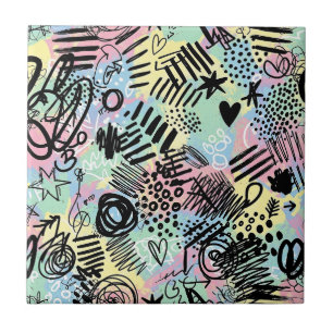 Colorful Urban Graffiti Pattern (9) Tile