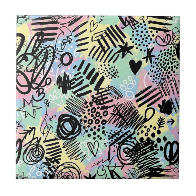 Colorful Urban Graffiti Pattern (9) Tile (Front)
