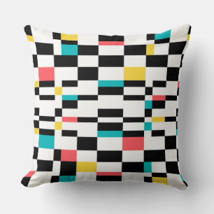 Colorful, urban, modern, trendy geometric pattern throw pillow